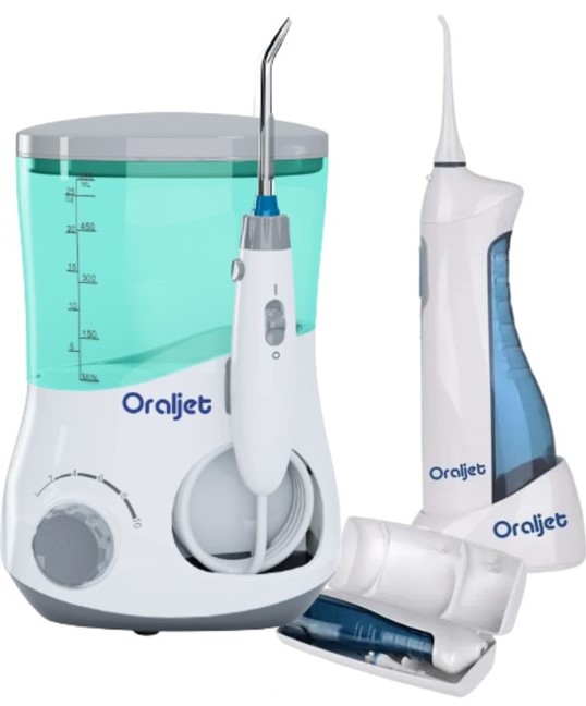 Oraljet Combo p/ Implante Família e Portátil Irrigador Oral Ultra Water Flosser OJ1200B e OJ750B BIVOLT